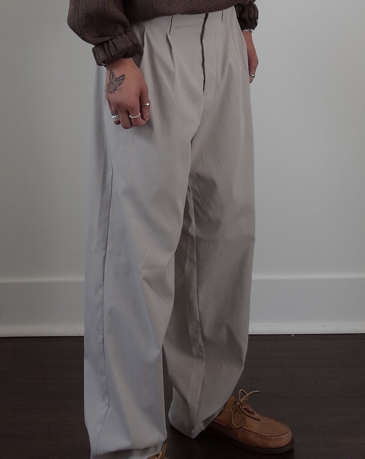 Works and Days Twill Pleated Trouser - Ecru