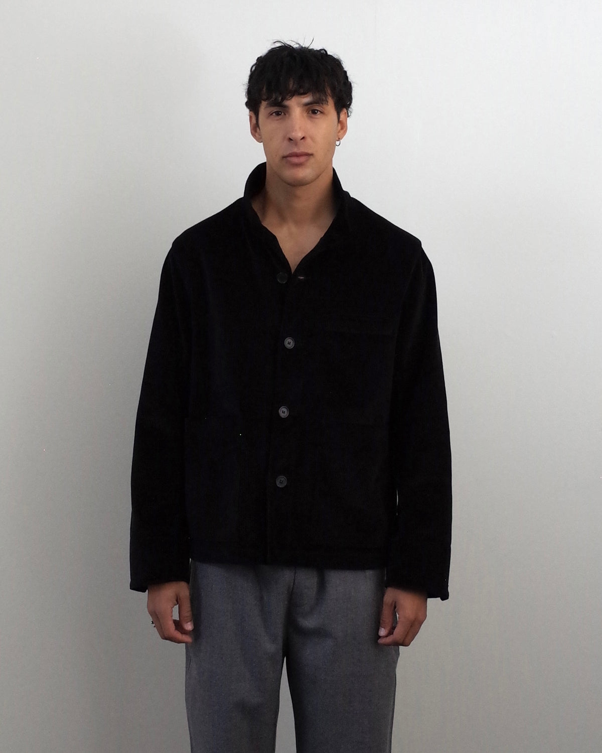 Fields of Necessity Stand Collar Work Jacket - Black