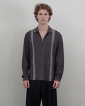 Palmes Panel LS Zip Polo - Charcoal
