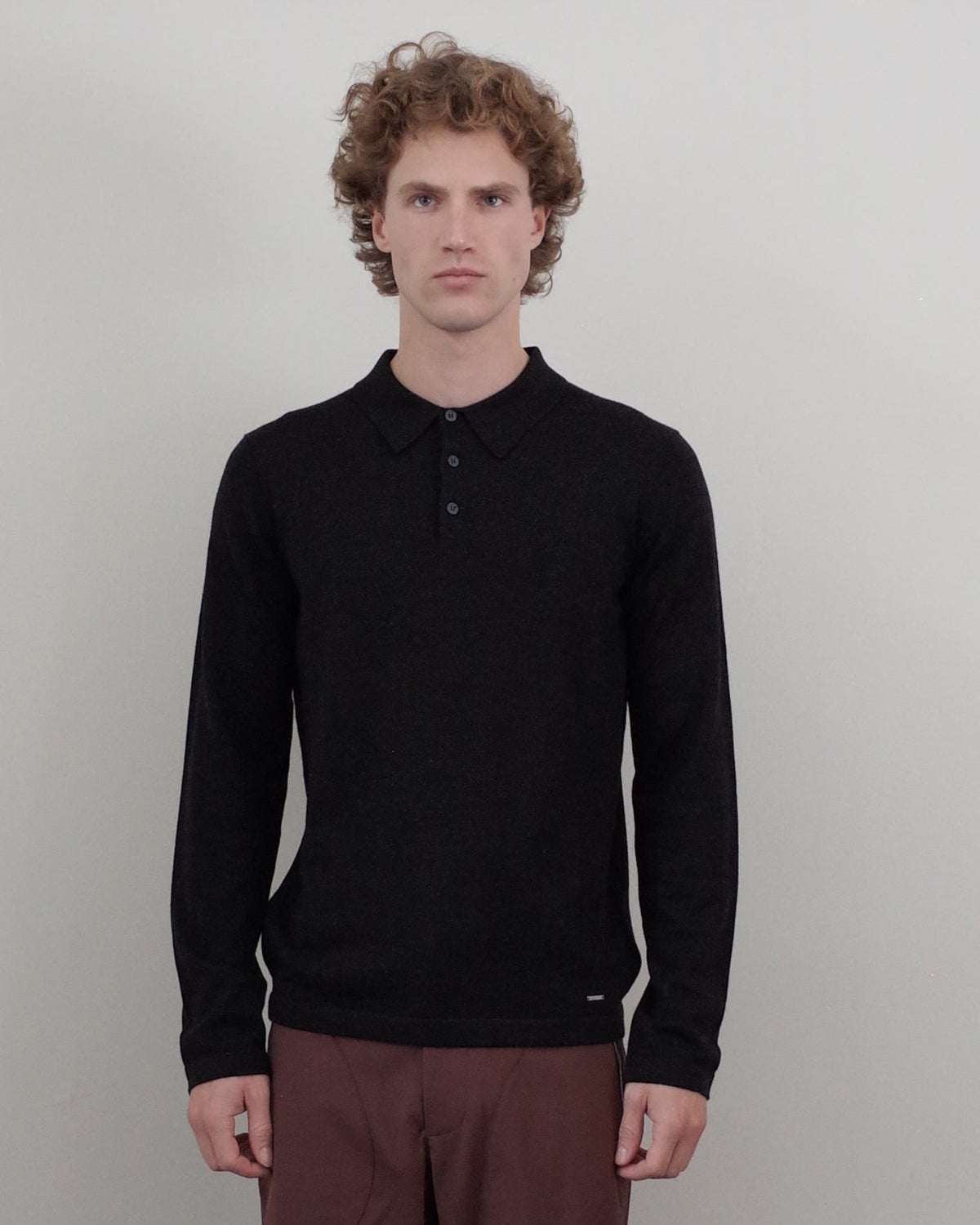 Simkhai Reynolds LS Polo - Charcoal