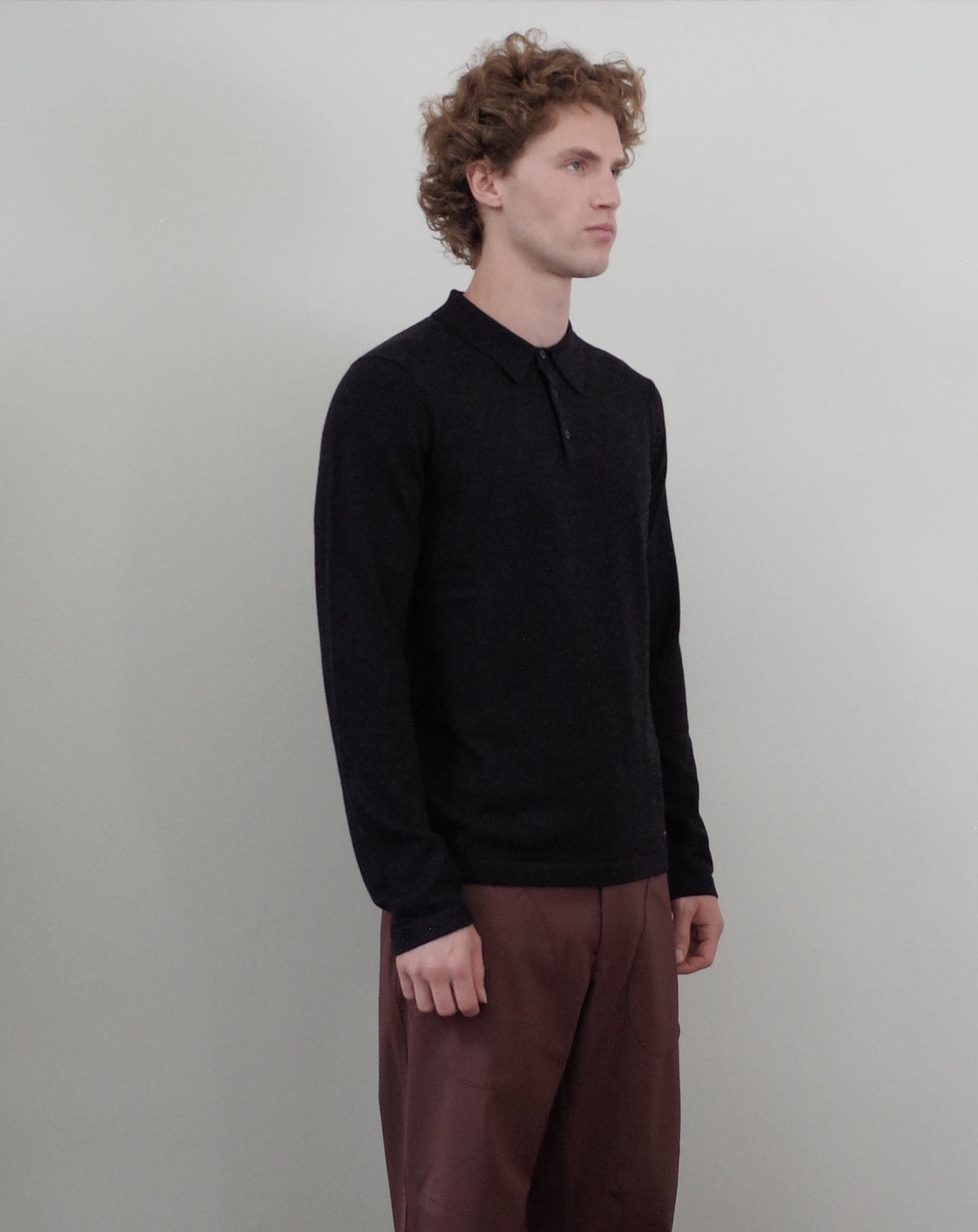 Simkhai Reynolds LS Polo - Charcoal