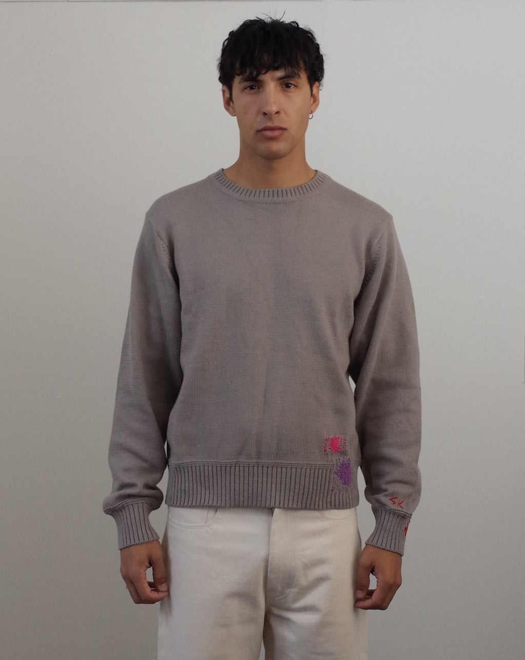 SK Manor Hill Patchwork Sweater - Grey
