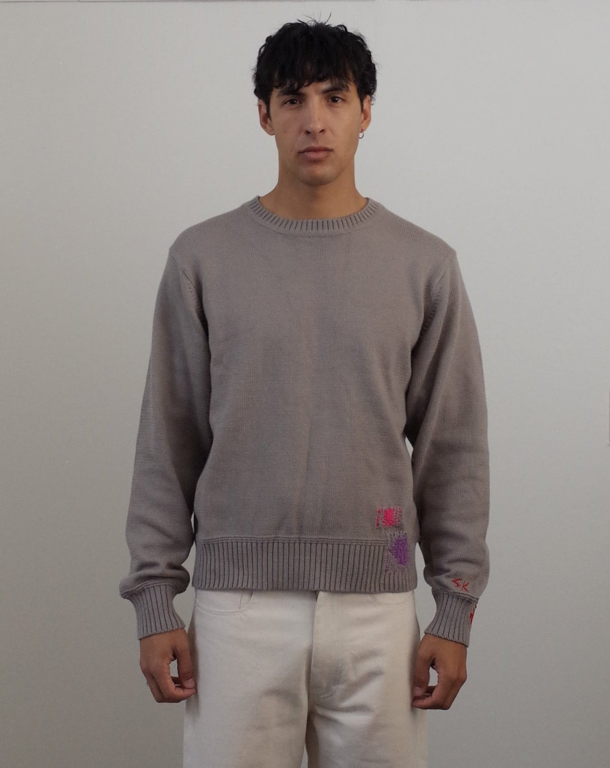 SK Manor Hill Patchwork Sweater - Grey